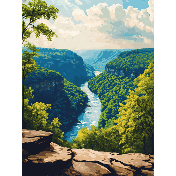 River Landscape Canvas Painting/Wall Art Suitable for Living Room Bedroom Office Hotel and Restaurant Decoration.