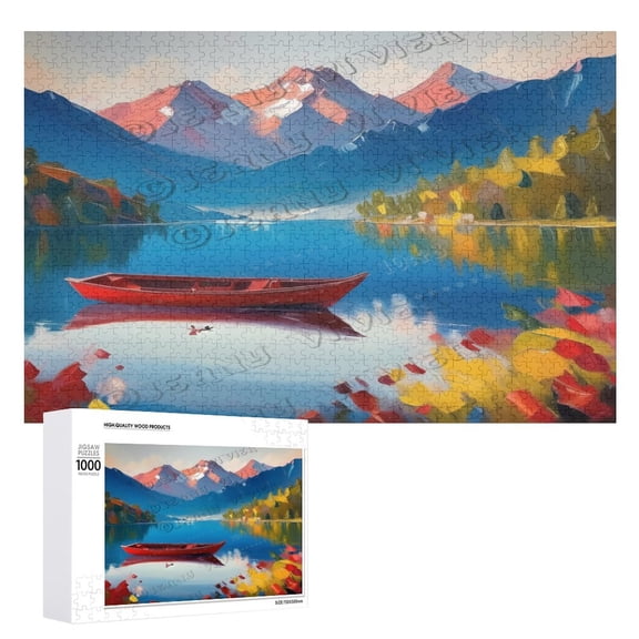 River Landscape Wooden Sign Lake Decor For Home Bedroom Kitchen Bathroom Wall Decor 1000 PCS Funny Wood Puzzles Hill Wooden Wall Art Decorative Sign 19.7"x29.5"