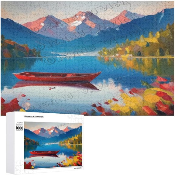 River Landscape Wooden Sign Lake Decor for Home Bedroom Kitchen Bathroom Wall Decor 1000 PCS Funny Wood Puzzles Hill Wooden Wall Art Decorative Sign 19.7"x29.5"