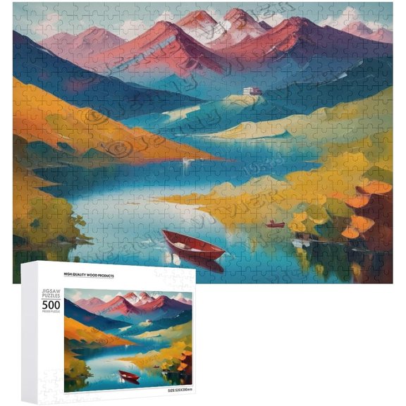 River Landscape Wooden Sign Lake Decor Nature Decor for Home Office Bedroom Kitchen Bathroom Wall Decor 500 PCS Funny Wood Puzzles Wooden Wall Art Decorative Sign 15"x20.5"