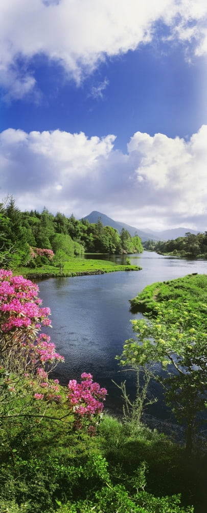 River Leading To A Mountain Ballinahinch Connemara County Galway Republic Of Ireland Canvas Art - The Irish Image Collection Design Pics (18 x 44)