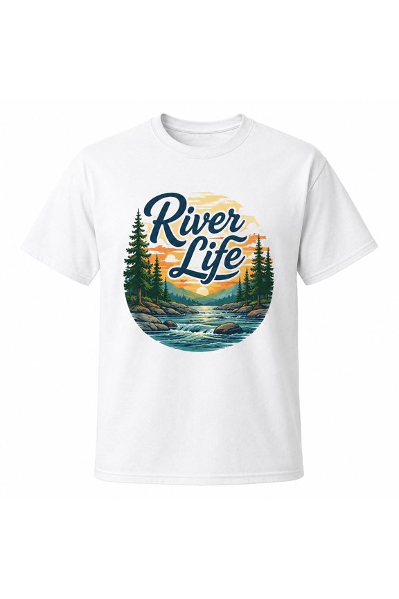 River Life Graphic T-Shirt, Unisex Classic Fit Cotton Blend Tee