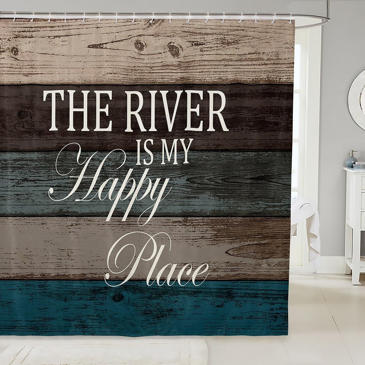 River Life Waterproof Shower Curtains Luxury Heavy Fabric Bathroom Shower Curtain River Scenery Hotel Home Dorm Bathtubs Decor Shower Curtain Machine Washable Grommet Curtain 72 x 84 Inch
