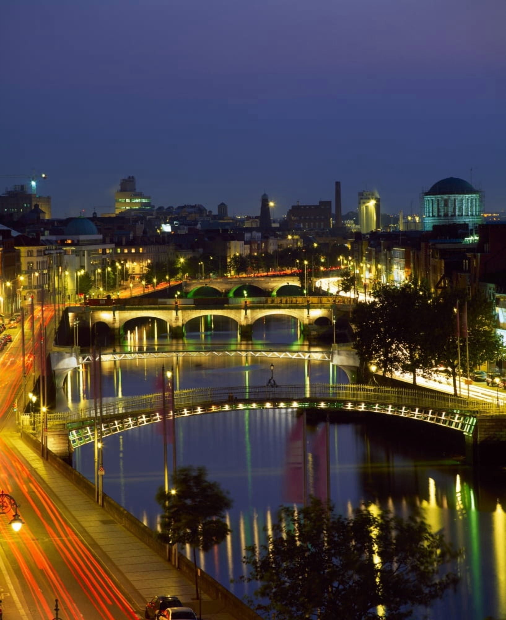 River Liffey Bridges Dublin Ireland Canvas Art - The Irish Image Collection Design Pics (24 x 30)