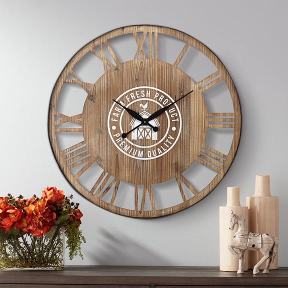 River Parks Studio Farm Fresh 31 1/2" Round Roman Numeral Wood Wall Clock