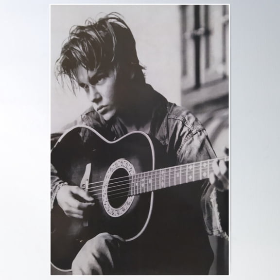 River Phoenix Playing The Guitar With Melancolic Air Poster Wall Art, Modern Wall Decor For Living Room Bedroom, 16x24 UNFRAMED