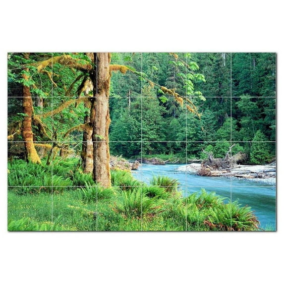 River Picture Ceramic Tile Mural Kitchen Backsplash Bathroom Shower, 405732-L64