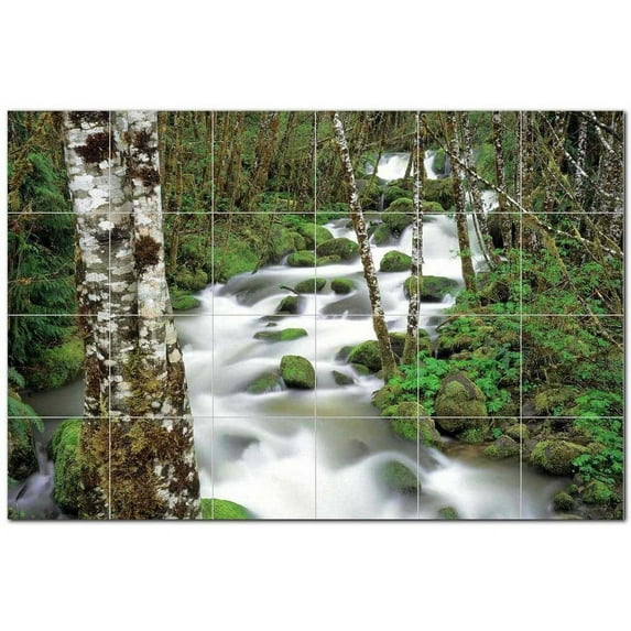 River Picture Ceramic Tile Mural Kitchen Backsplash Bathroom Shower, 405739-XL64