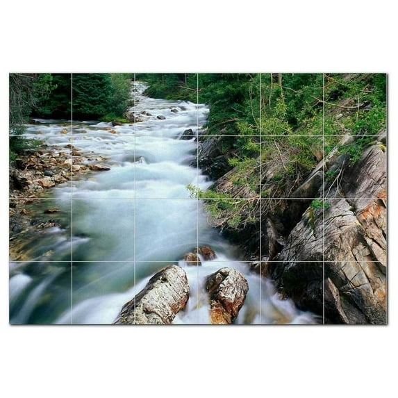 River Picture Ceramic Tile Mural Kitchen Backsplash Bathroom Shower, 405741-L64
