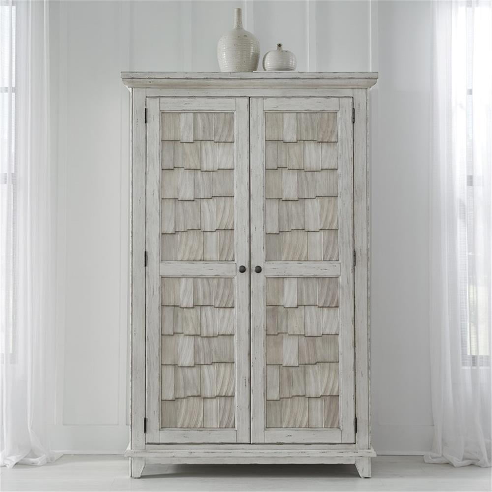 Riverstone White Rustic Pine Armoire with Adjustable Shelves
