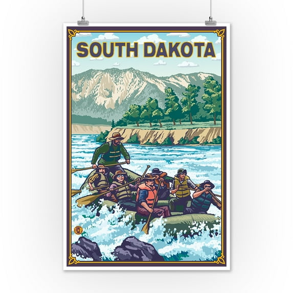 River Rafting - South Dakota - LP Original Poster (12x18 Art Print, Wall Decor Travel Poster)