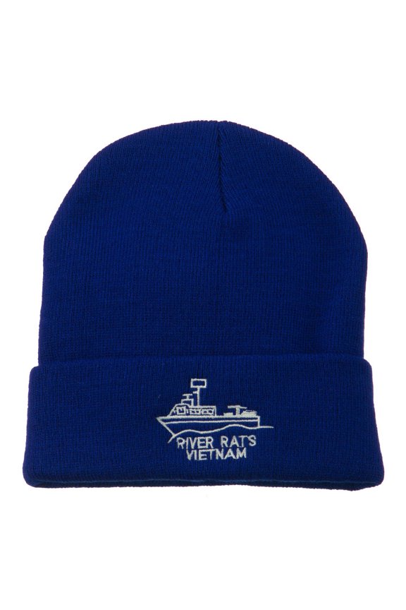 River Rats Vietnam Embroidered Long Beanie - Royal OSFM