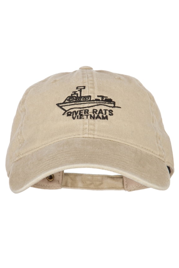 River Rats Vietnam Riverboat Embroidered Washed Cotton Twill Cap - Khaki OSFM