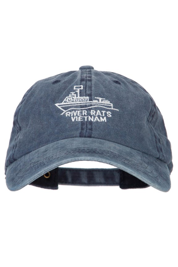 River Rats Vietnam Riverboat Embroidered Washed Cotton Twill Cap - Navy OSFM