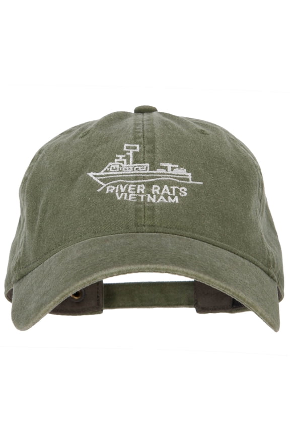 River Rats Vietnam Riverboat Embroidered Washed Cotton Twill Cap - Olive OSFM