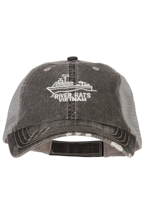 River Rats Vietnam with Riverboat Embroidered Low Mesh Cap - Black OSFM