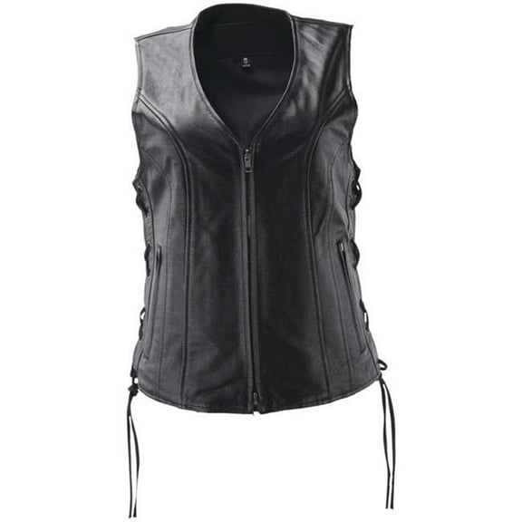 River Road 94447 Womens Sapphire Leather Vest, Black - Extra Large