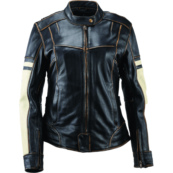 River Road Dame Vintage Leather Jacket Black Womens - Large