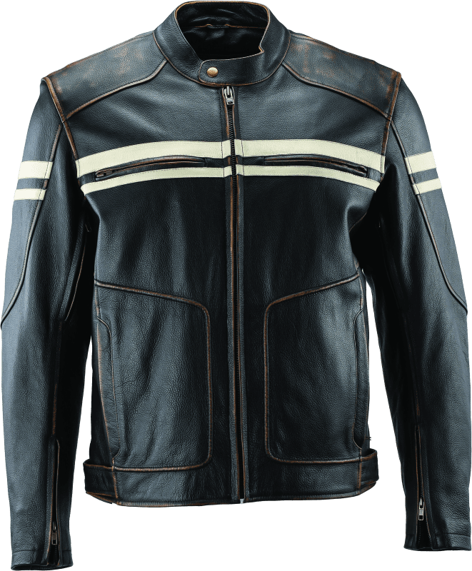 River Road Hoodlum Vintage Leather Jacket Black - 2XL