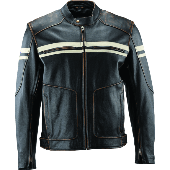 River Road Hoodlum Vintage Leather Jacket Black - Medium