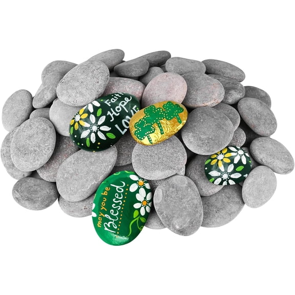River Rocks for Painting 90 Pcs Large 2-3 Inch Flat Smooth Painting Stones Craft Rock to Paint for Kids Crafts Painting Bulk