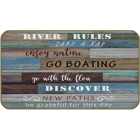 River Rules Take A Nap Go Boating Mats for Front Door Entry Front Porch Doormat Non-Slip Carpet Rugs Floor Mat Decorative for Home Bathroom Kitchen Indoor 18x30 Inch