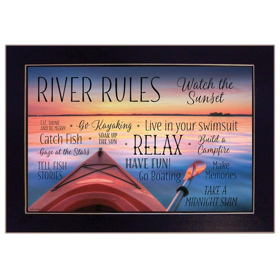 River Rules by Lori Deiter Printed Framed Wall Art Wood Multi-Color