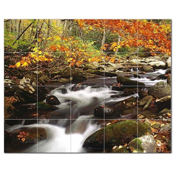 River Scene Ceramic Tile Mural Kitchen Backsplash Bathroom Shower, 405762-S54