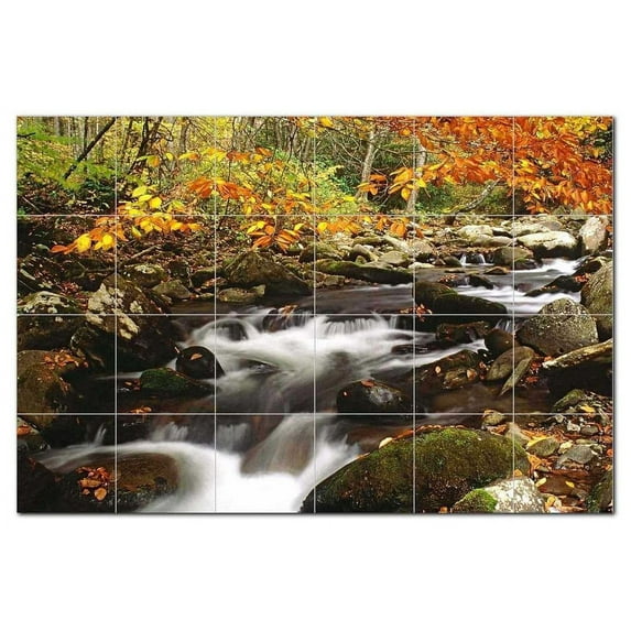 River Scene Ceramic Tile Mural Kitchen Backsplash Bathroom Shower, 405762-S64