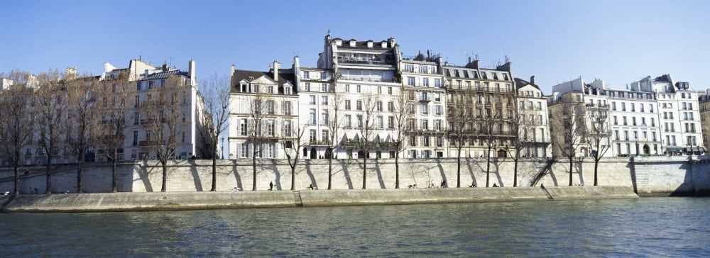 River Seine And French Townhouses Canvas Art - Anna Watson Design Pics (36 x 14)