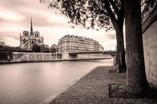 River Seine and Cathedral Notre Dame Canvas Art - Brian Jannsen DanitaDelimont (36 x 24)