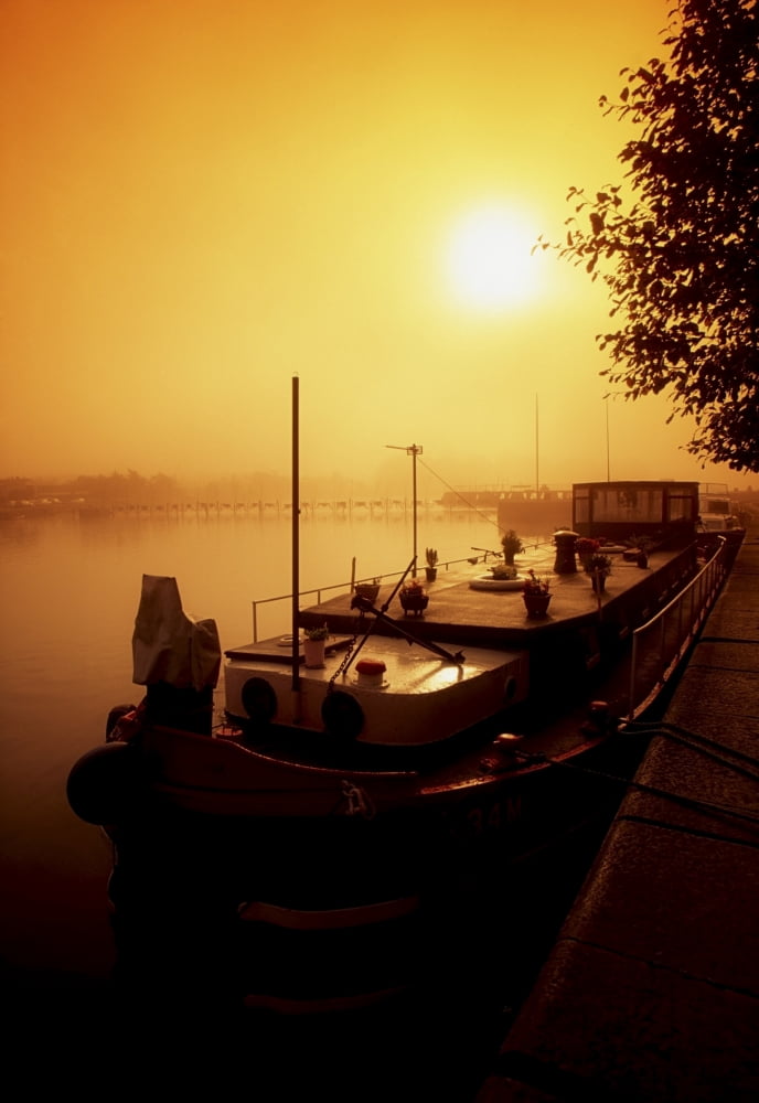 River Shannon Athlone County Westmeath Ireland Canal Barge Canvas Art - Richard Cummins Design Pics (24 x 36)