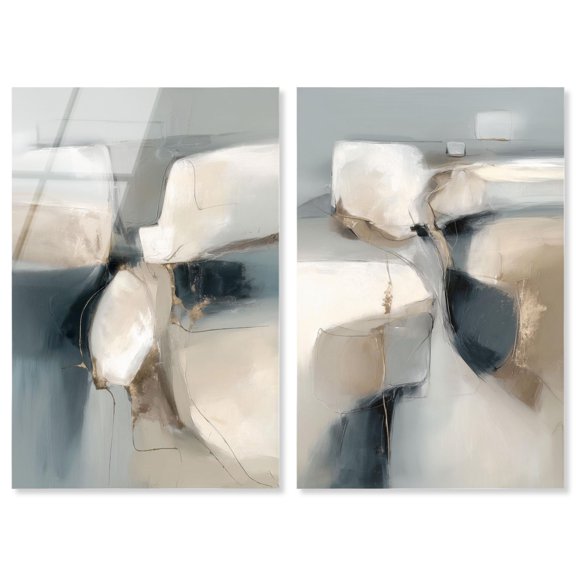 River Stones Collection Acrylic Print Abstract Wall Decor Set by Art Remedy, Ready to Hang, 24 x 36