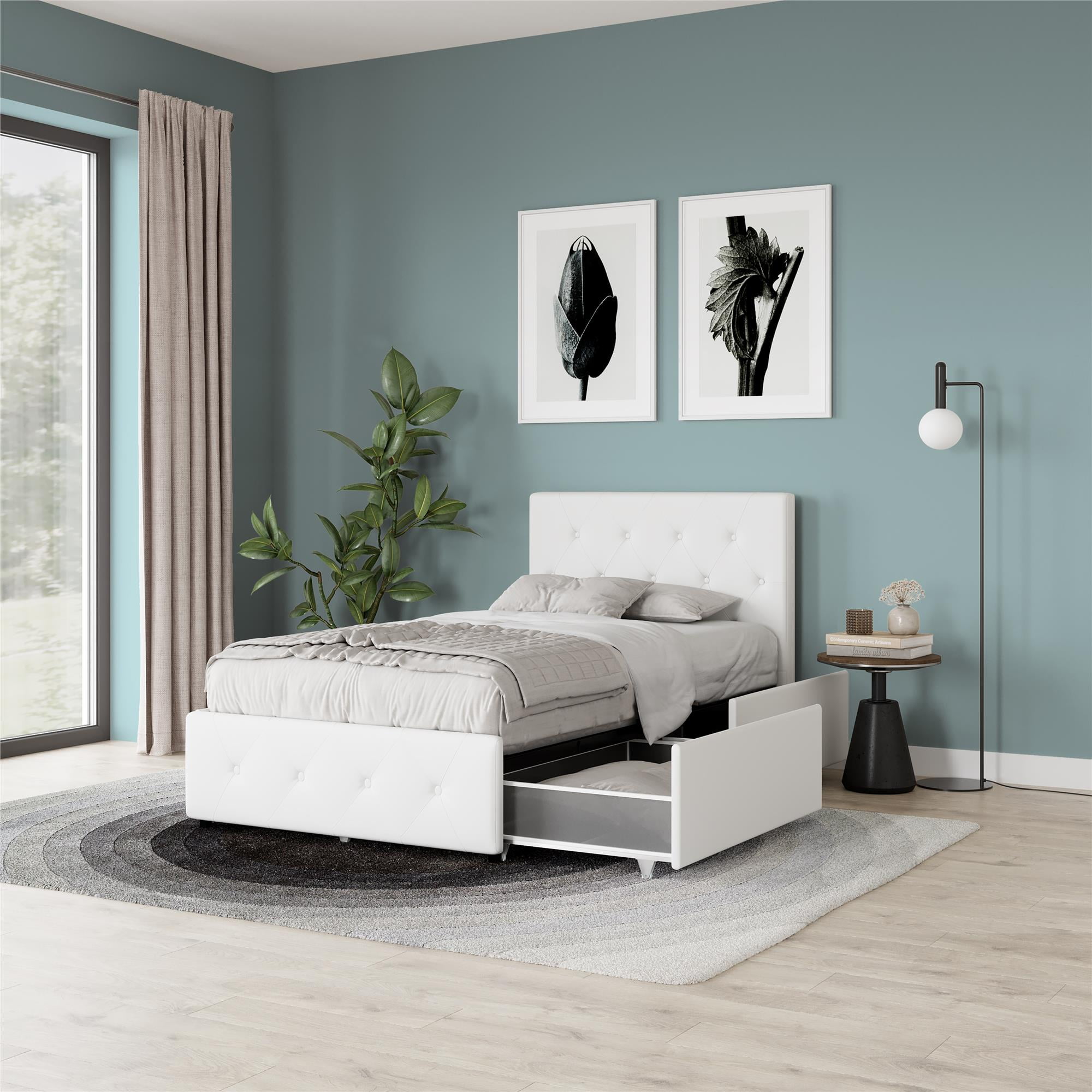 White twin bed with storage deals