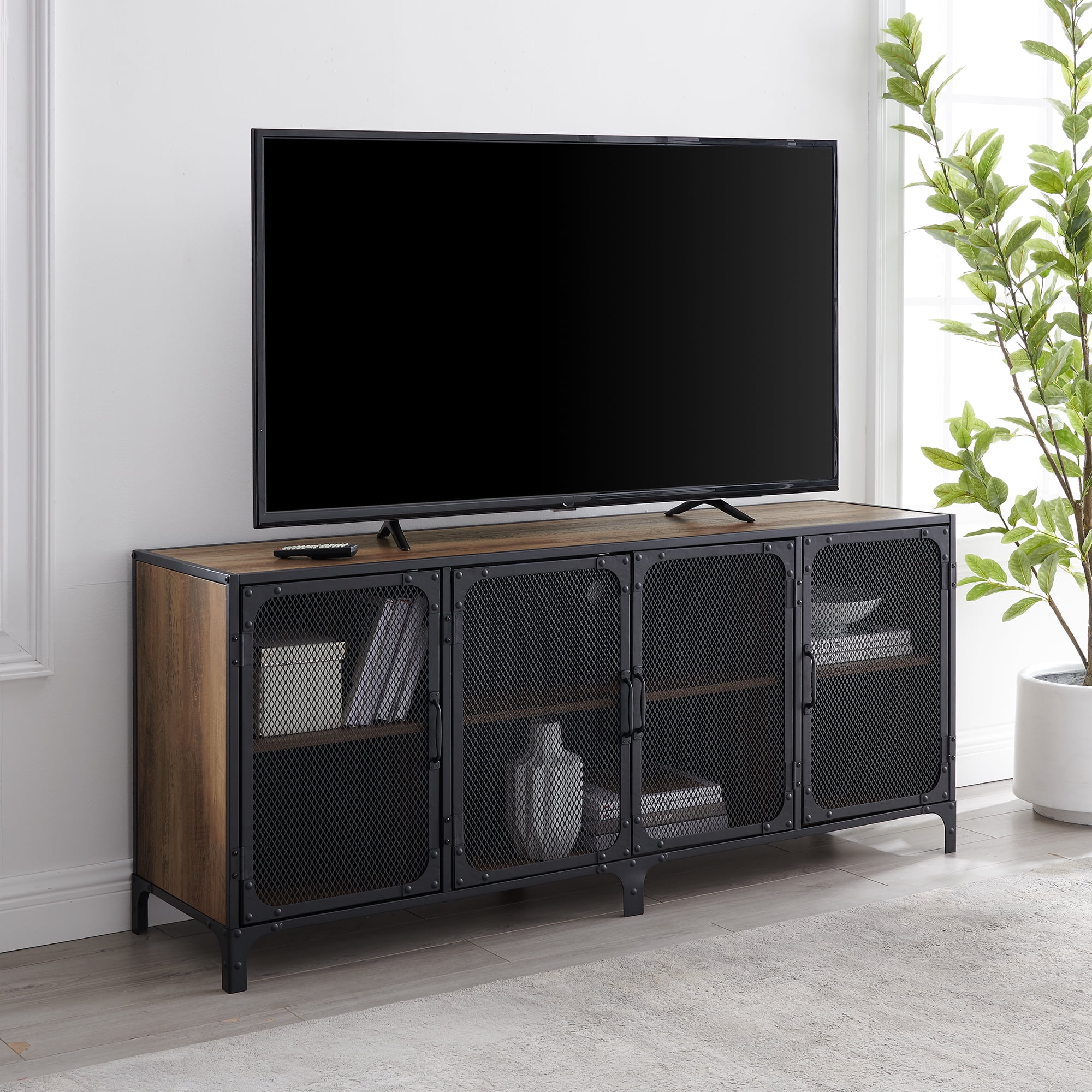 River Street Designs Yuma Riveted 4Door Rustic Oak TV Stand
