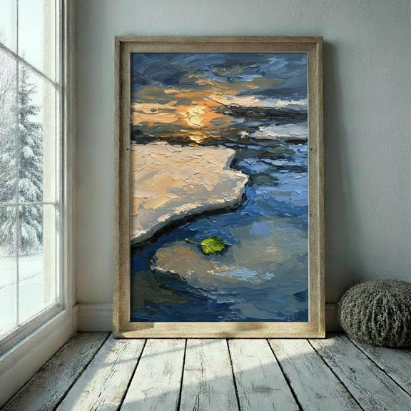 River Sunset Landscape Print Calm Water Reflection Wall Art