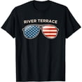 thumbnail image 1 of River Terrace, TX Vintage US Flag Sunglasses T-Shirt, 1 of 4