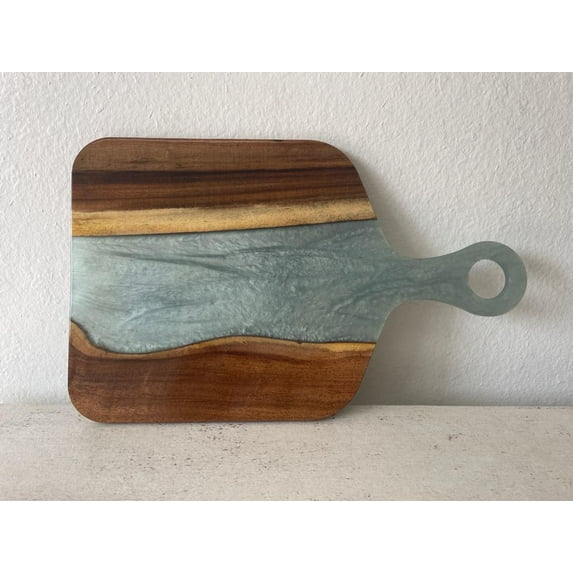 River Themed Resin Epoxy Wood Charcuterie Board with Circle Handle /Cheese Board/Serving Board