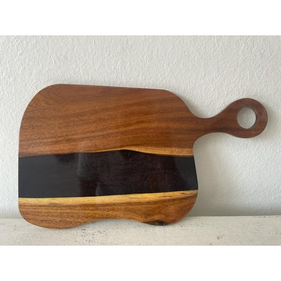 River Themed Resin Epoxy Wood Charcuterie Board with Circle Handle /Cheese Board/Serving Board
