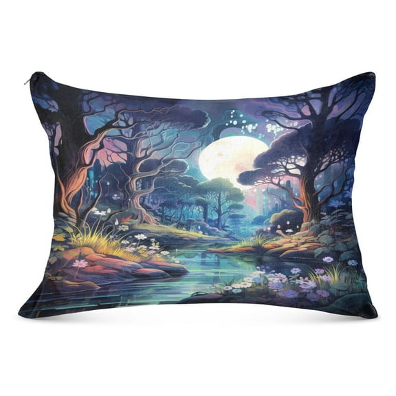 River Through Forest Plush Pillow Cases Standard Size Ultra Soft Warm Pillowcases with Zipper 20"x26"