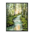 thumbnail image 1 of River Through Green Birch Forest 16 in x 32 in Framed Painting Canvas Art Print, by Designart, 1 of 5