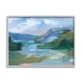 thumbnail image 1 of River Through Mountains Abstract Scene Landscape Painting Gray Framed Art Print Wall Art, 1 of 7