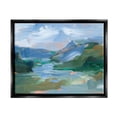 thumbnail image 1 of River Through Mountains Abstract Scene Landscape Painting Jet Black Framed Art Print Wall Art, 1 of 6
