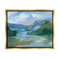 thumbnail image 1 of River Through Mountains Abstract Scene Landscape Painting Metallic Gold Framed Art Print Wall Art, 1 of 6