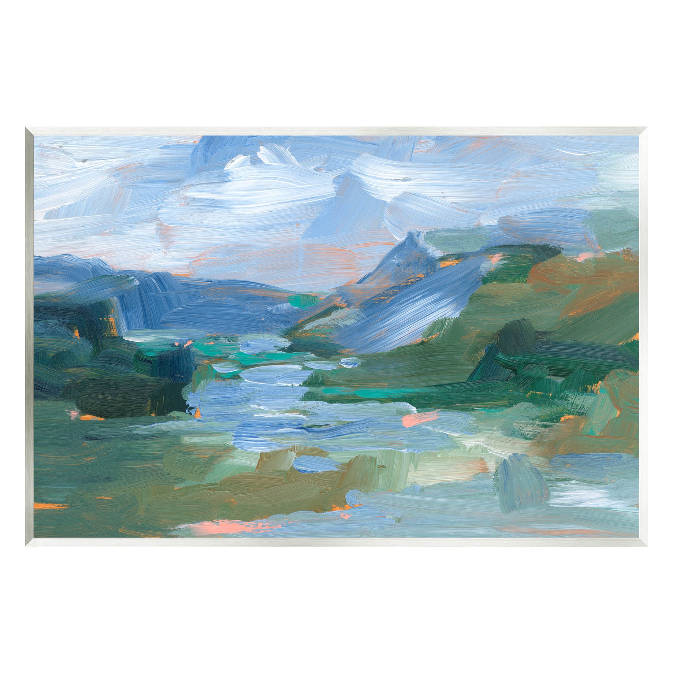 River Through Mountains Abstract Scene Landscape Painting Unframed Art Print Wall Art