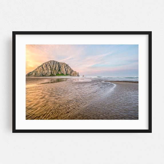 River To Morro Rock - Morro Bay California Photography Black Framed Wall Art Print 16 x 24 inches