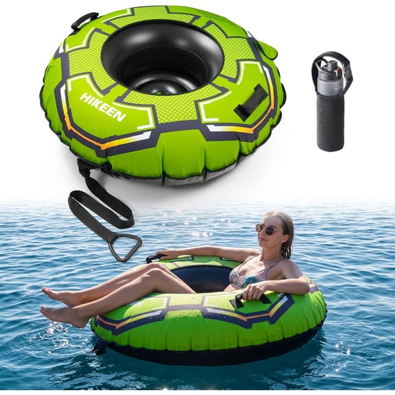River Tube,47'' Heavy Duty River Tube with 600D Oxford Canvas Cover, River Floats for Adults with Removable Cushion, Cup Holder & Tow Strap for Pool, Lake, River