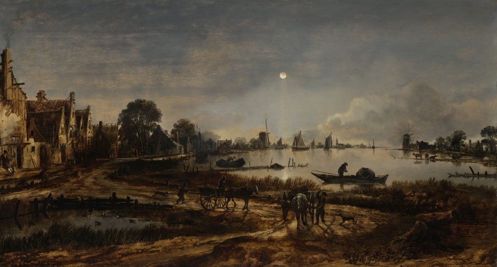 River View By Moonlight Canvas Art - (24 x 18)