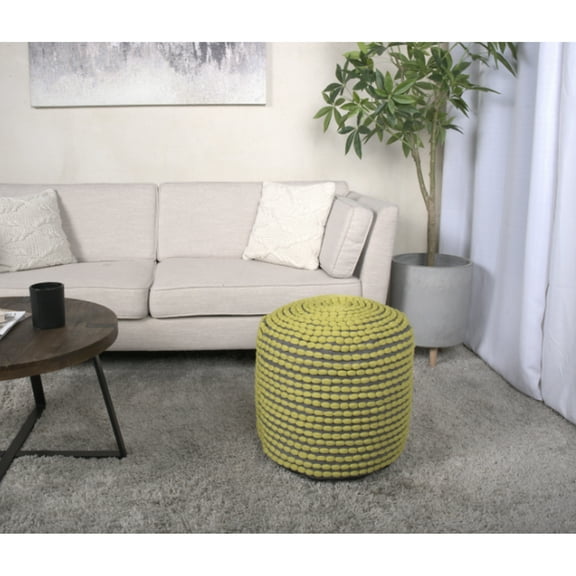 River Water Handcrafted Pouf, Indoor Geometric Decoration, 250lb Capacity, Bead Filling Cylindrical Pouf With Resistance, Pattern, Filled