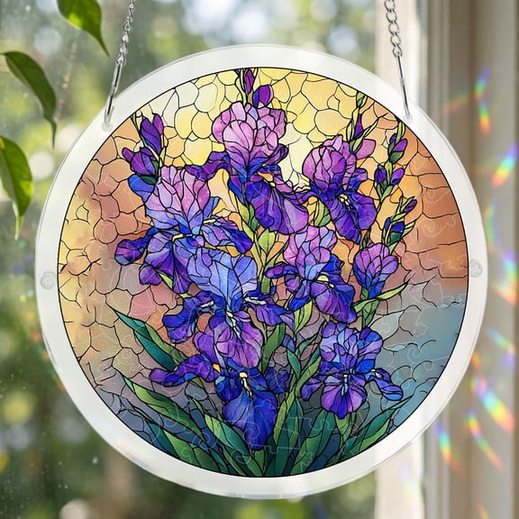 River & Wildflower Valley Acrylic Jigsaw Puzzle Suncatcher, 83 Pieces Stained Glass Window Hanging, Vibrant Decor for Home & Garden